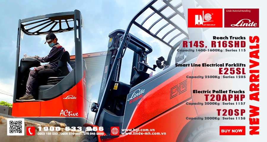 Container xe nâng Linde R14S, R16SHD, E25SL, T20APHP & T20SP mới 100%